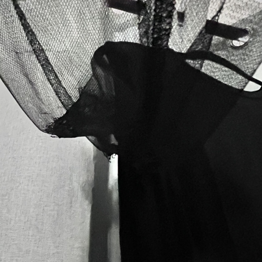Shien Black Cold Shoulder Sleeve‎ Laced Collar Size XL